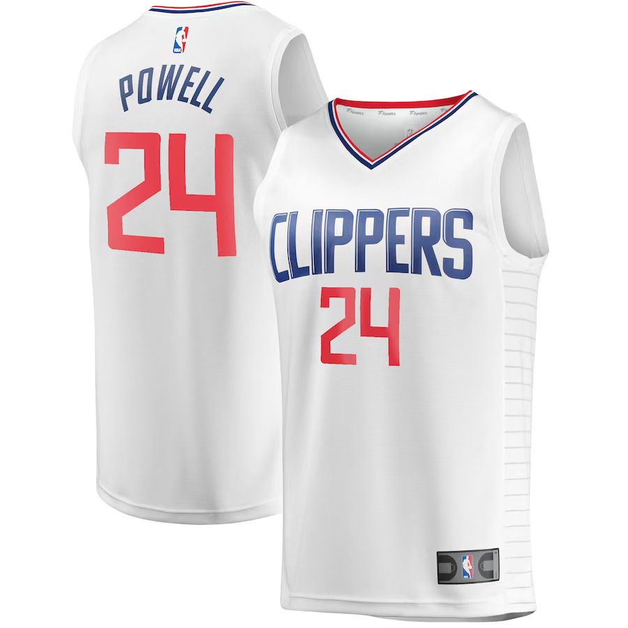 Men Los Angeles Clippers 24 Norman Powell Fanatics Branded White Fast Break Player NBA Jersey